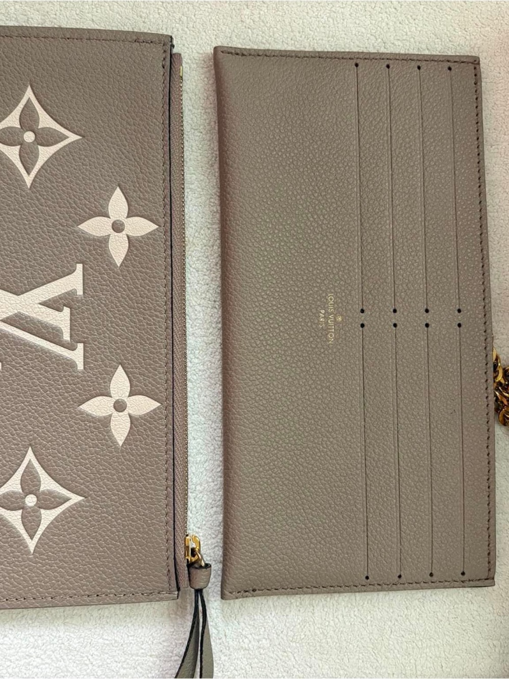 Rare Louis Vuitton Felicie Taupe Monogram Envelope Chain Wallet - Picture 5 of 16